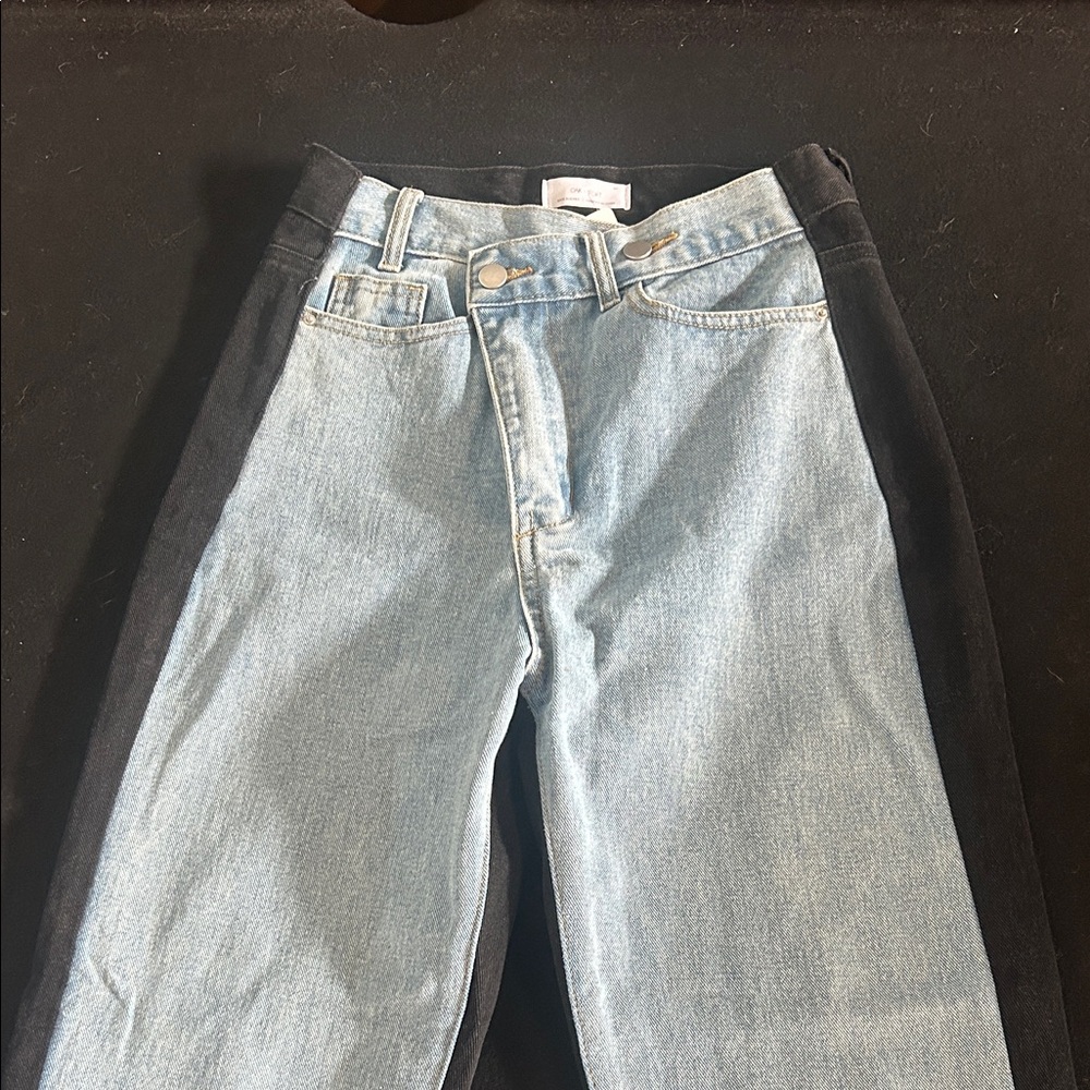 Two-Tone Denim criss cross Jeans oak and fort